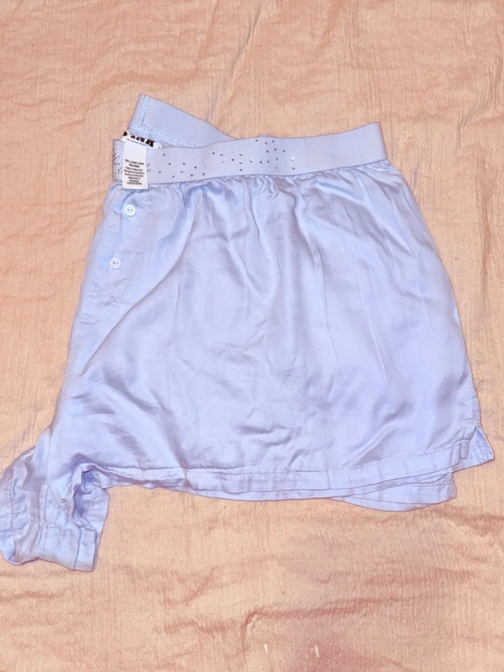 PINK Victoria's Secret Satin Boxer Short Set of 3 in Black, Light Blue & Cream